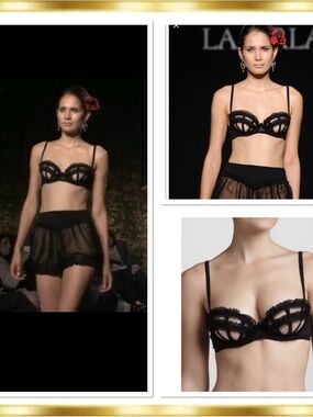 La Perla Matilda Silk Cage Boned Scalloped Ruffle Bra size 3 Structured
